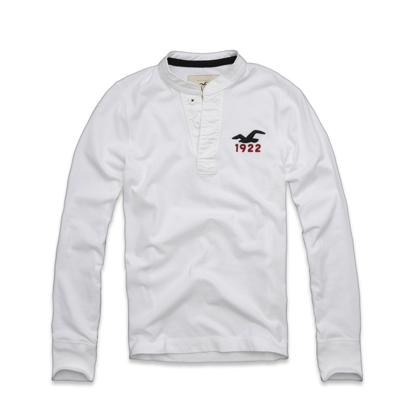 Hollister Hombres Ponte de pie de cuello Largo Remera HCO3835